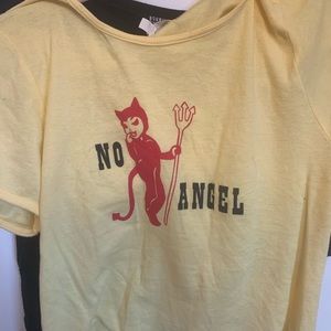 Urban Outfitters “No Angel” Yellow Baby Tee